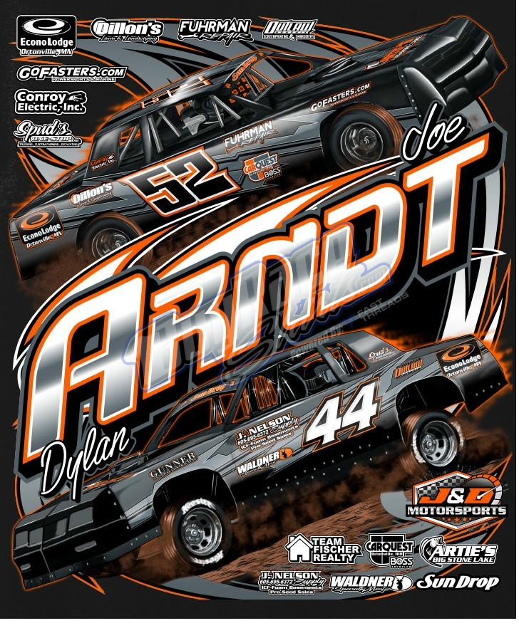 Custom racing shirt design - Reynolds Racing number 6R blue and yellow dirt modified and go-kart