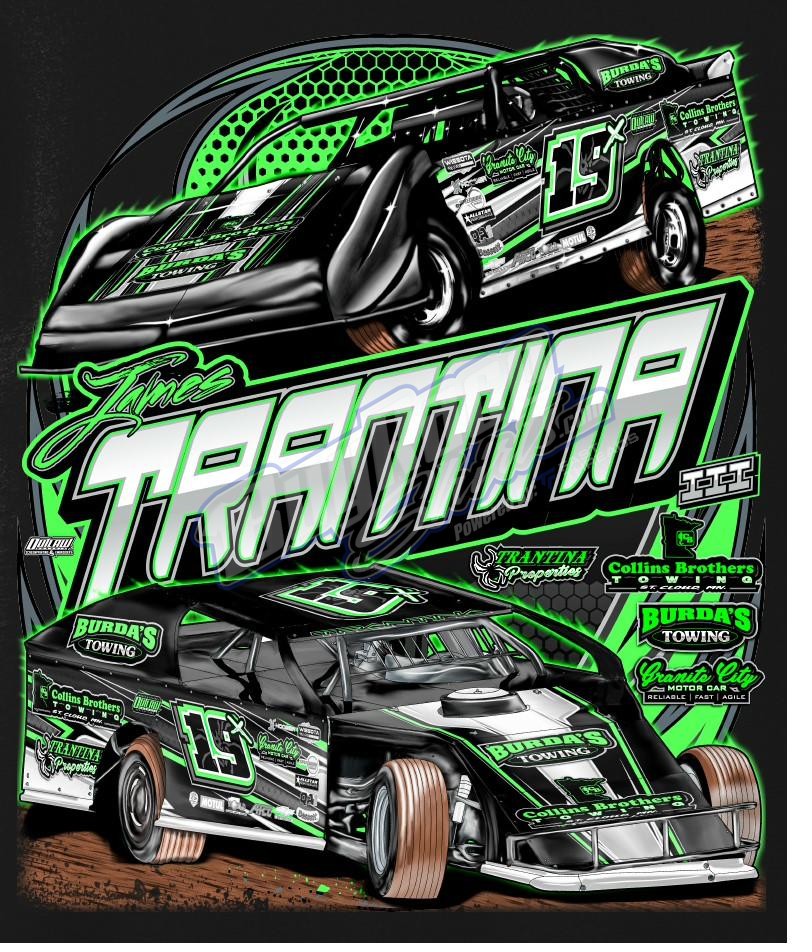 Custom dirt late model shirt design - Ar Diemel number 58 black and white
