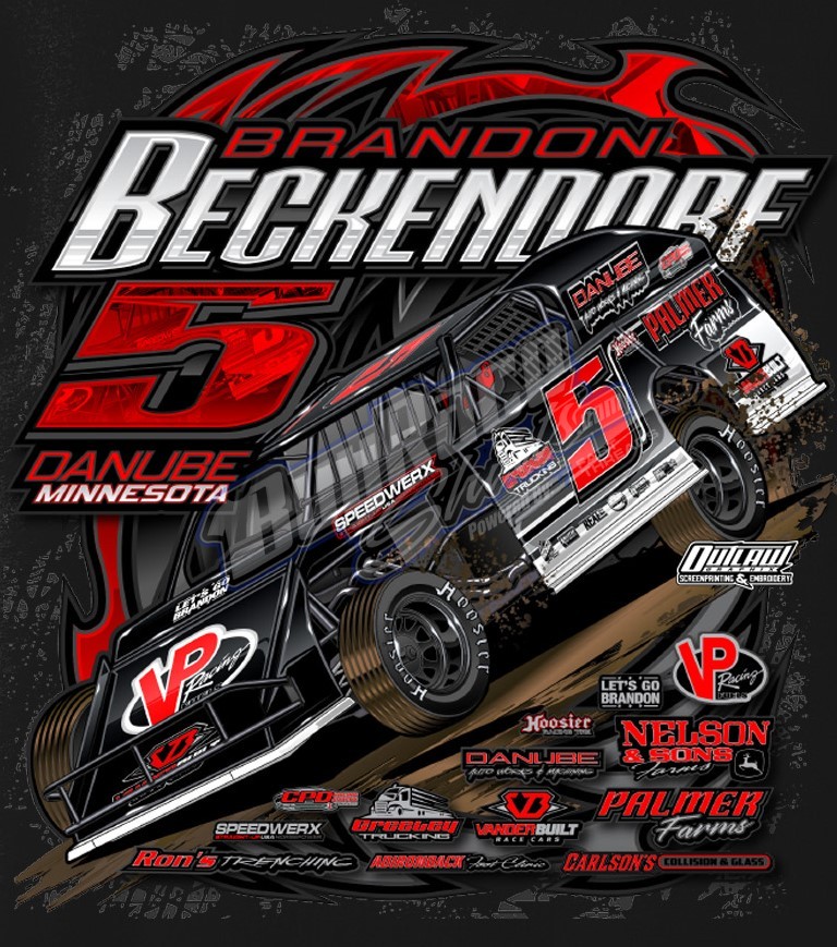 Custom dirt modified shirt design - Brandon Beckendorf number 5 Danube MN