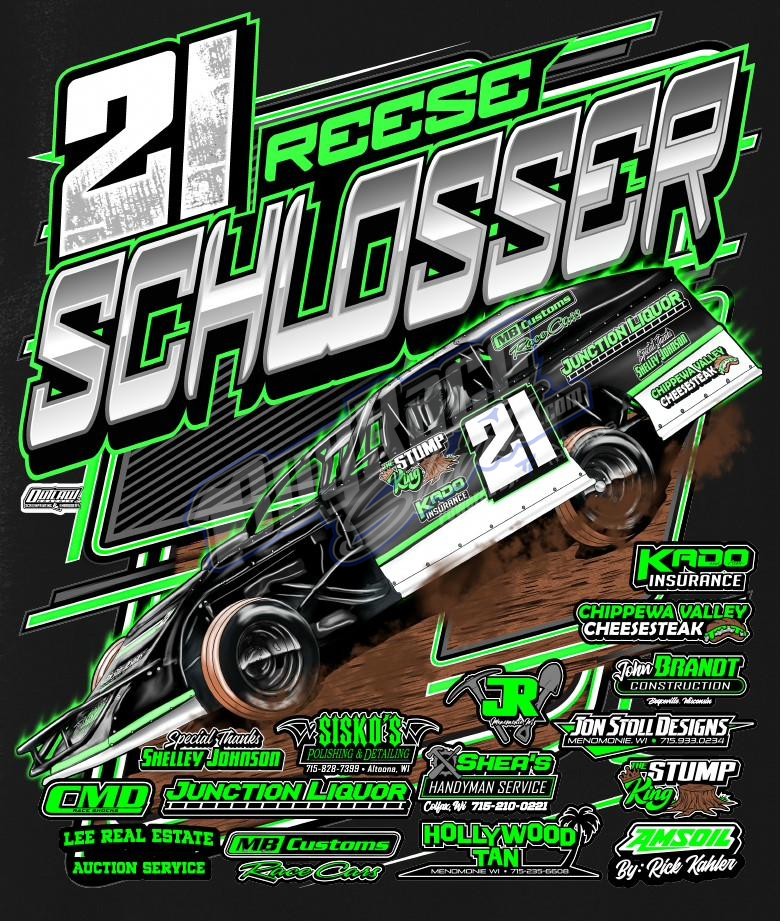 Custom dirt modified shirt design - Austin Niemeyer number 33 purple and orange